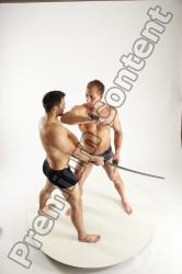 Underwear Fighting Man - Man White Muscular Short Brown Multi angles poses Academic